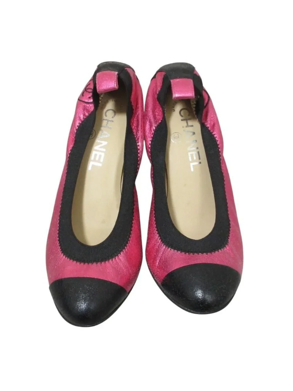 Chanel Ballet Shoes Pumps 35c Metallic Pink